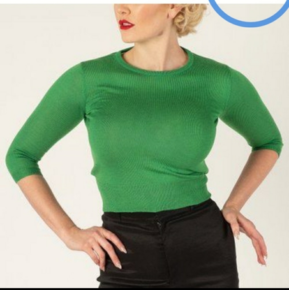 Tatyana green pullover 3/4 sleeve sweater 3x